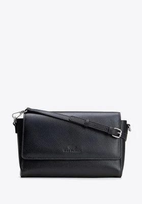 Elegancka listonoszka ze skóry naturalnej z logo czarna Wittchen