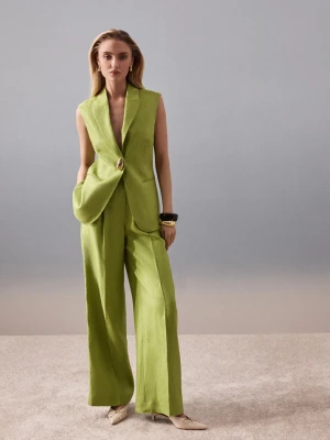 Elegancka lniana kamizelka w jasnozielonym kolorze TARANKO