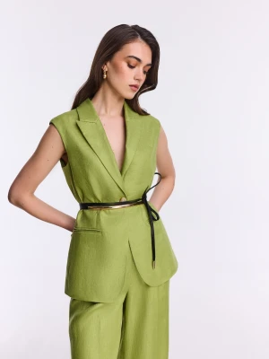 Elegancka lniana kamizelka w jasnozielonym kolorze Taranko