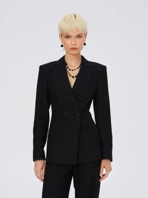 Elegancka czarna marynarka z cekinowym detalem TARANKO