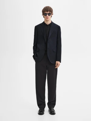 Elegancka Marynarka Z Mieszanki Wełny - Granatowy - - Massimo Dutti - Mężczyzna