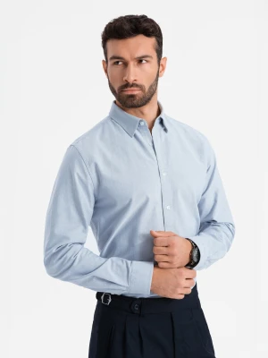Elegancka męska koszula oxford z haftem – błękitna V1 OM-SHOS-0172
 -                                    S Ombre