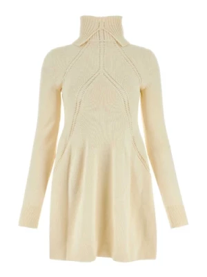 Elegancka mini sukienka z wełnianym dodatkiem w kolorze kości słoniowej Jil Sander