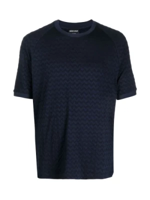 Elegancka Niebieska Męska Koszulka Giorgio Armani