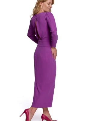 Elegancka ołówkowa sukienka z odkrytymi plecami fuksja Sukienki.shop