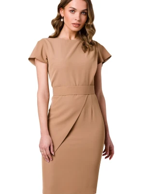 Elegancka ołówkowa sukienka z paskiem krótki rękaw czarna Stylove