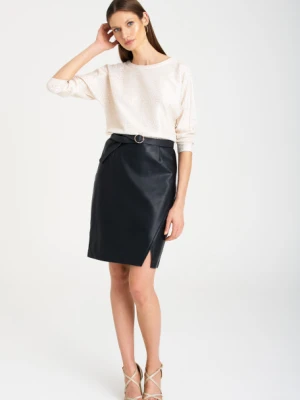 Elegancka spódnica ze skóry ekologicznej, czarna Greenpoint