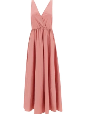 Elegancka Sukienka Koktajlowa z Tafty w Kolorze Różowym Forte Forte