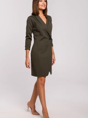 Elegancka sukienka marynarka na jeden guzik khaki Stylove
