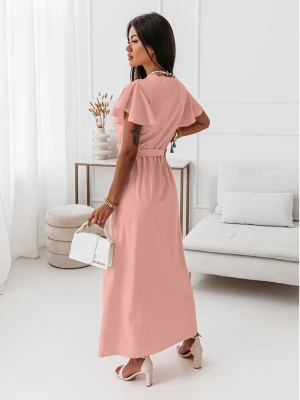 Elegancka sukienka maxi CAROLINE - pudrowy róż magmac