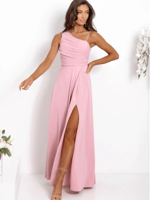 Elegancka sukienka maxi na jedno ramię MONAKO - brudny róż  magmac 
