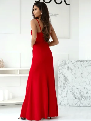 Elegancka sukienka maxi na ramiączkach KLARA - czerwona  magmac 