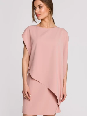 Elegancka sukienka mini z asymetryczną falbaną drapowana zielona Sukienki.shop