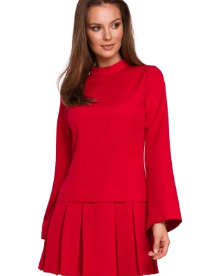 Elegancka sukienka mini z kontrafałdami czerwona Sukienki.shop