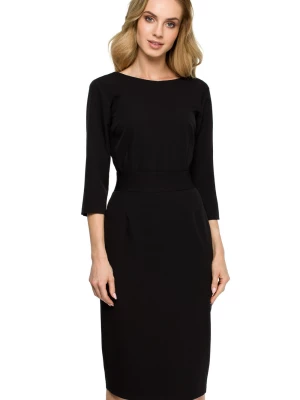 Elegancka sukienka ołówkowa midi z dekoltem V na plecach czarny Sukienki.shop