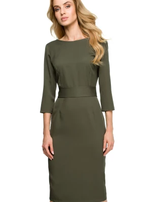 Elegancka sukienka ołówkowa midi z dekoltem V na plecach zielona Sukienki.shop