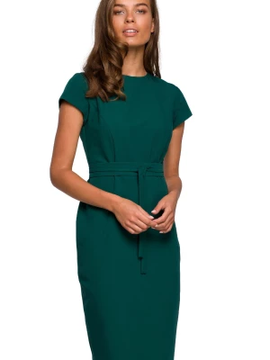 Elegancka sukienka ołówkowa z modelującymi przeszyciami zielona Stylove