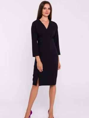Elegancka sukienka ołówkowa z zaznaczoną talią czarna Stylove