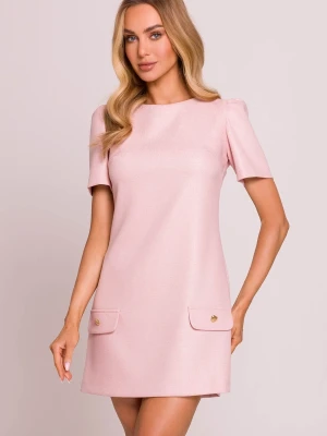 Elegancka sukienka trapezowa mini brzoskwiniowa Moe