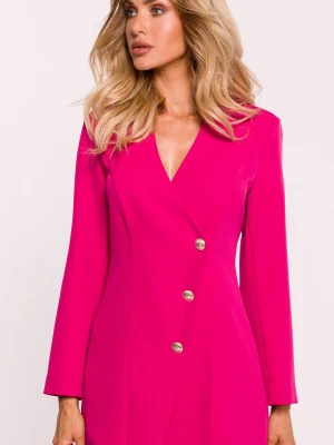 Elegancka sukienka żakietowa z dekoltem V i guzikami zielona Moe