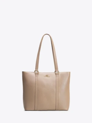 Elegancka torebka shopperka ze skóry naturalnej beżowa Wittchen