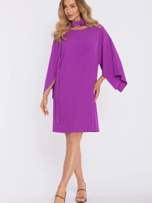 Elegancka trapezowa sukienka oversize fiolet Moe