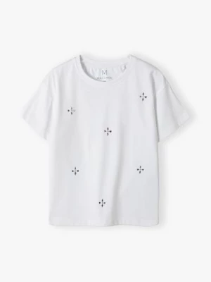 Elegancki biały t-shirt dziewczęcy z cekinkami - Max&Mia Max & Mia by 5.10.15.