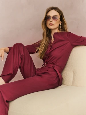 Elegancki burgundowy kombinezon z lyocellu TARANKO