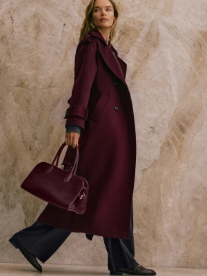 Elegancki burgundowy płaszcz z wełny TARANKO