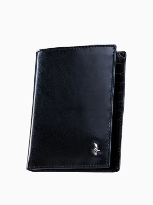 Elegancki czarny portfel męski skórzany Puccini