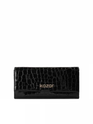 Elegancki czarny portfel w zwierzęcy wzór Kazar