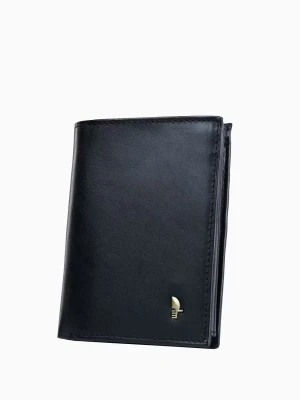 Elegancki czarny skórzany portfel męski Puccini