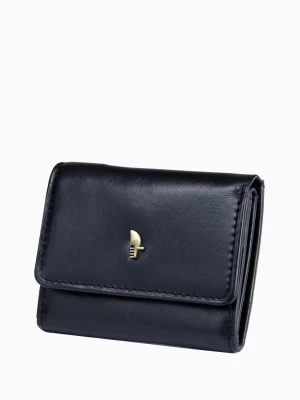 Elegancki czarny skórzany protfel damski średniej wielkości Puccini