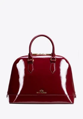 Elegancki damski kuferek ze skóry lakierowanej bordowy Wittchen