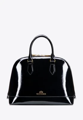 Elegancki damski kuferek ze skóry lakierowanej czarny Wittchen