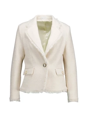 Elegancki Ecru Glitter Blazer z efektem Bouclé Due Amanti