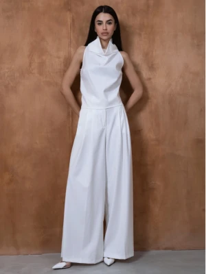 Elegancki komplet z szerokimi spodniami SUZANE - biały  magmac 