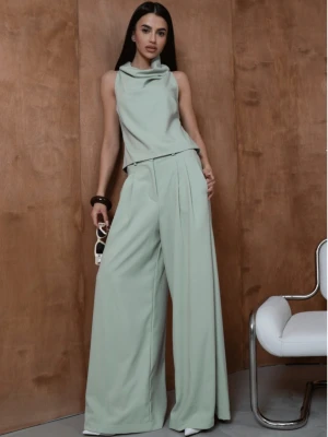 Elegancki komplet z szerokimi spodniami SUZANE - pistacjowy  magmac 