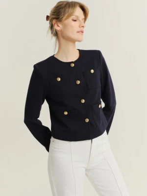 Elegancki krótki żakiet w granatowym kolorze Greenpoint