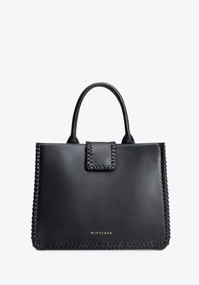 Elegancki kuferek z imitacji skóry z dekoracyjnym obszyciem czarny Wittchen