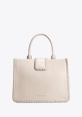 Elegancki kuferek z imitacji skóry z dekoracyjnym obszyciem jasny beż Wittchen