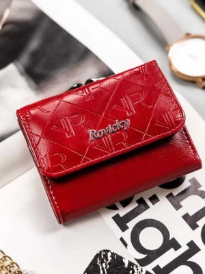 Elegancki, mały portfel damski czerwony ze skóry naturalnej i ekologicznej - Rovicky