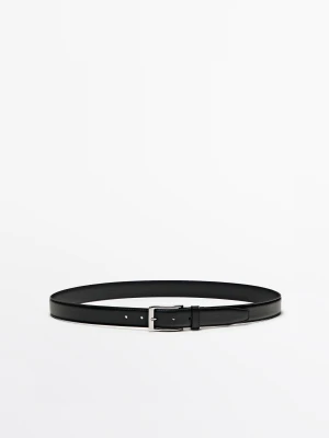 Elegancki Pasek Ze Skóry Nappa Ze Stebnowaniem - Czarny - Massimo Dutti - Male