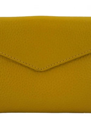 Elegancki portfel ze złotym zapięciem - Żółty ciemny Merg