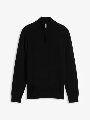 Elegancki sweter ze stójką z bawełny BonPrix czarny
