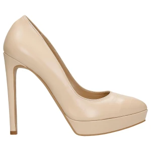 Beżowe skórzane szpilki damskie na platformie 35126-54 Wojas