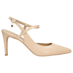 Beżowe czółenka z odkryta pięta i obcasem typu szpilka 35113-54 Wojas