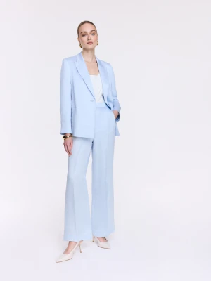 Eleganckie błękitne spodnie z lnu i wiskozy TARANKO