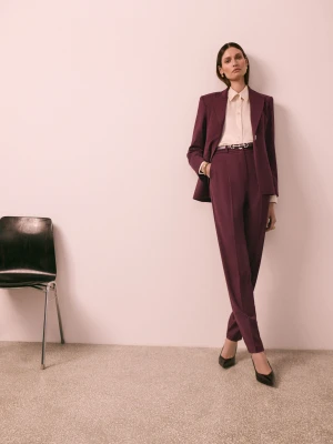 Zdjęcie produktu Eleganckie bordowe spodnie z wysokim stanem TARANKO