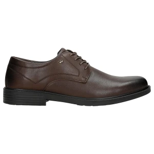 Brązowe wizytowe półbuty męskie ze skóry licowej 10175-52 Wojas